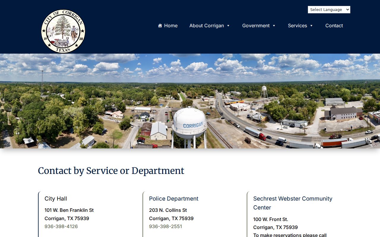 Corrigan warrant records reference to the city contact information page