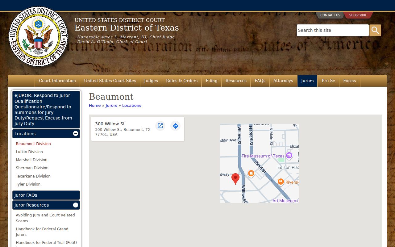 Polk County arrest warrant federal court reference for the Eastern District of Texas Beaumont Division